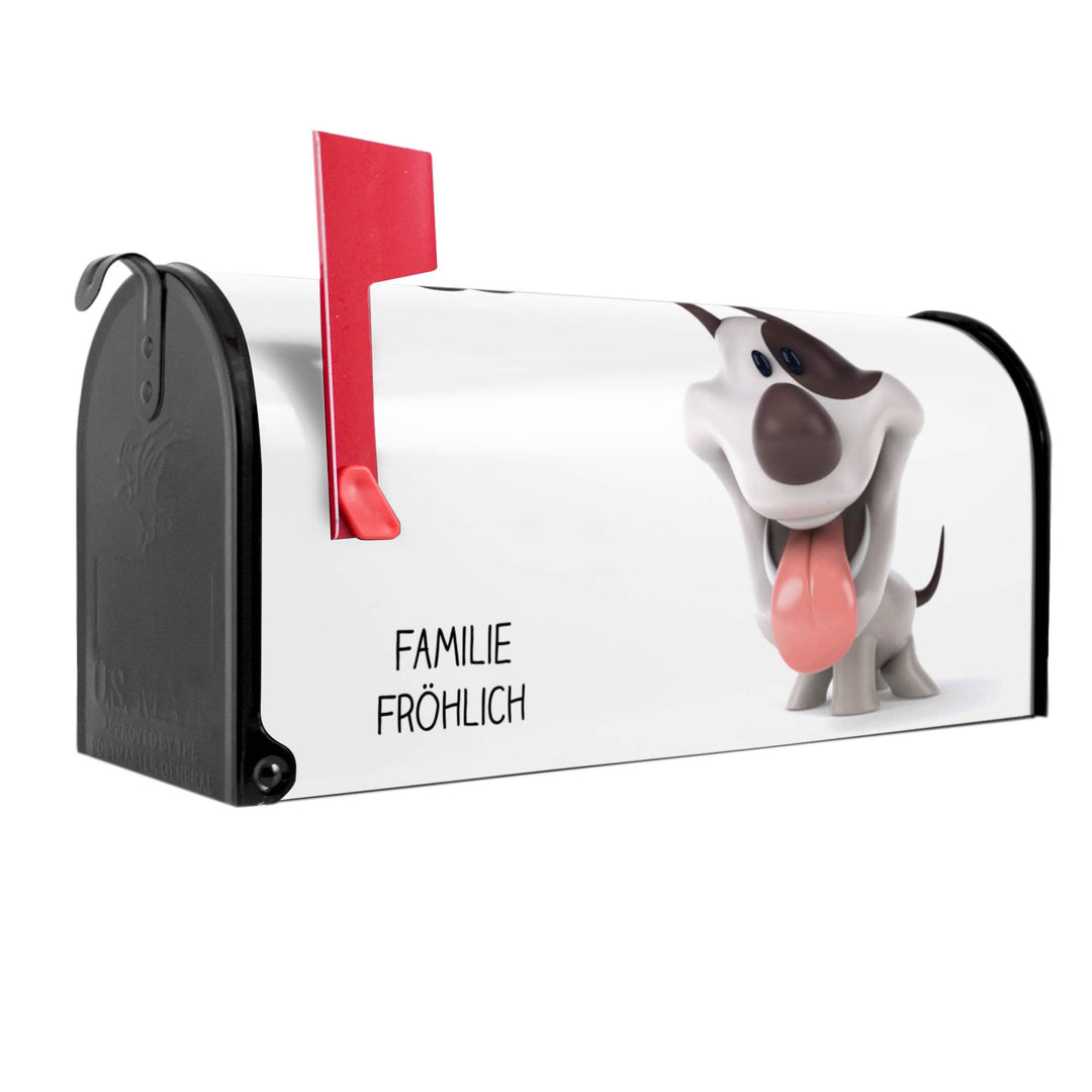 banjado® Amerikanischer Briefkasten individualisiert - US Mailbox/Letterbox mit Motiv Comic-Hund 51x