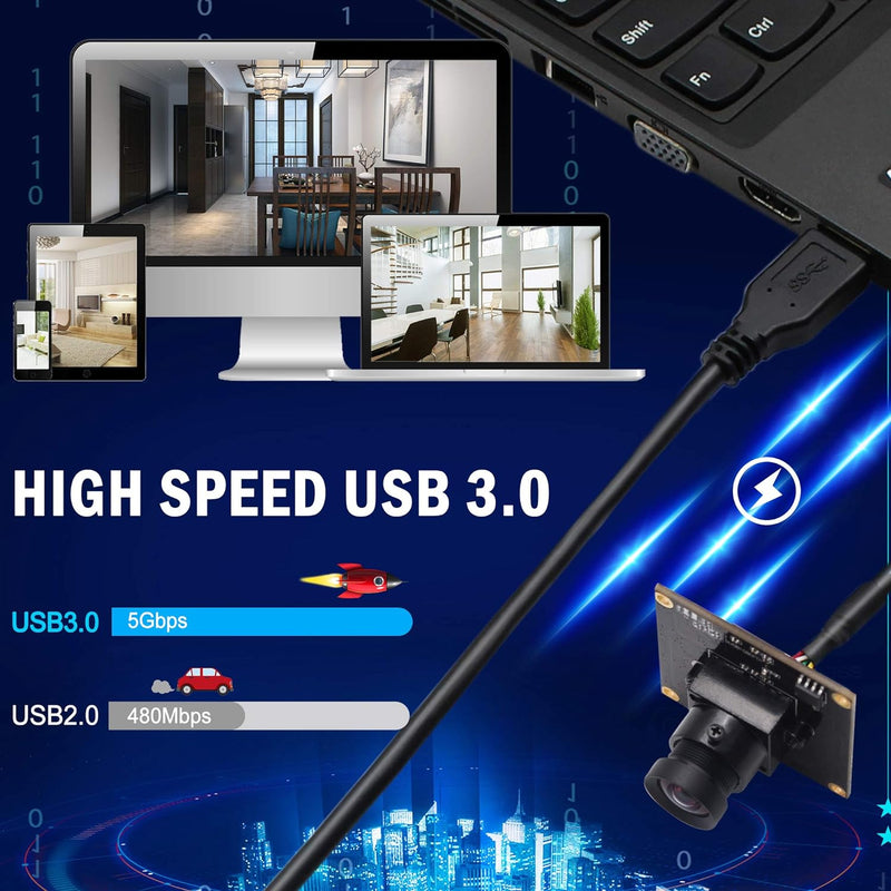 ELP No Distortion Kamera USB3.0 Compatible with Sensor Sony IMX291 50fps 1080P Webcam SUSB1080P01-LC