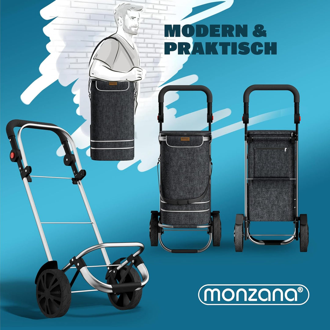 Monzana 2in1 Einkaufstrolley 56L bis 50 kg klappbar abnehmbare Tasche Handwagen Einkaufswagen Einkau