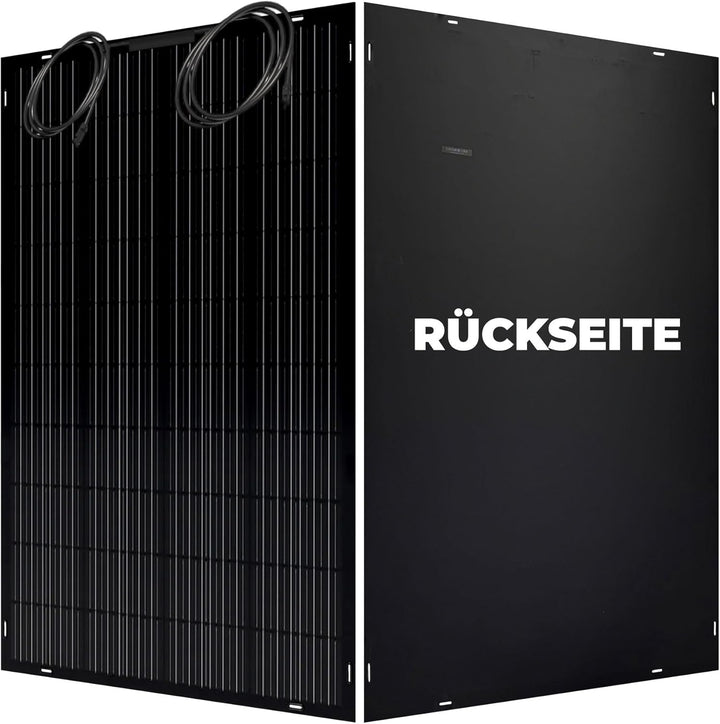 2x Solarmodul FLEX 200 Watt mit Anschlussbox auf der Vorderseite - Innovatives hochflexibles Solarpa