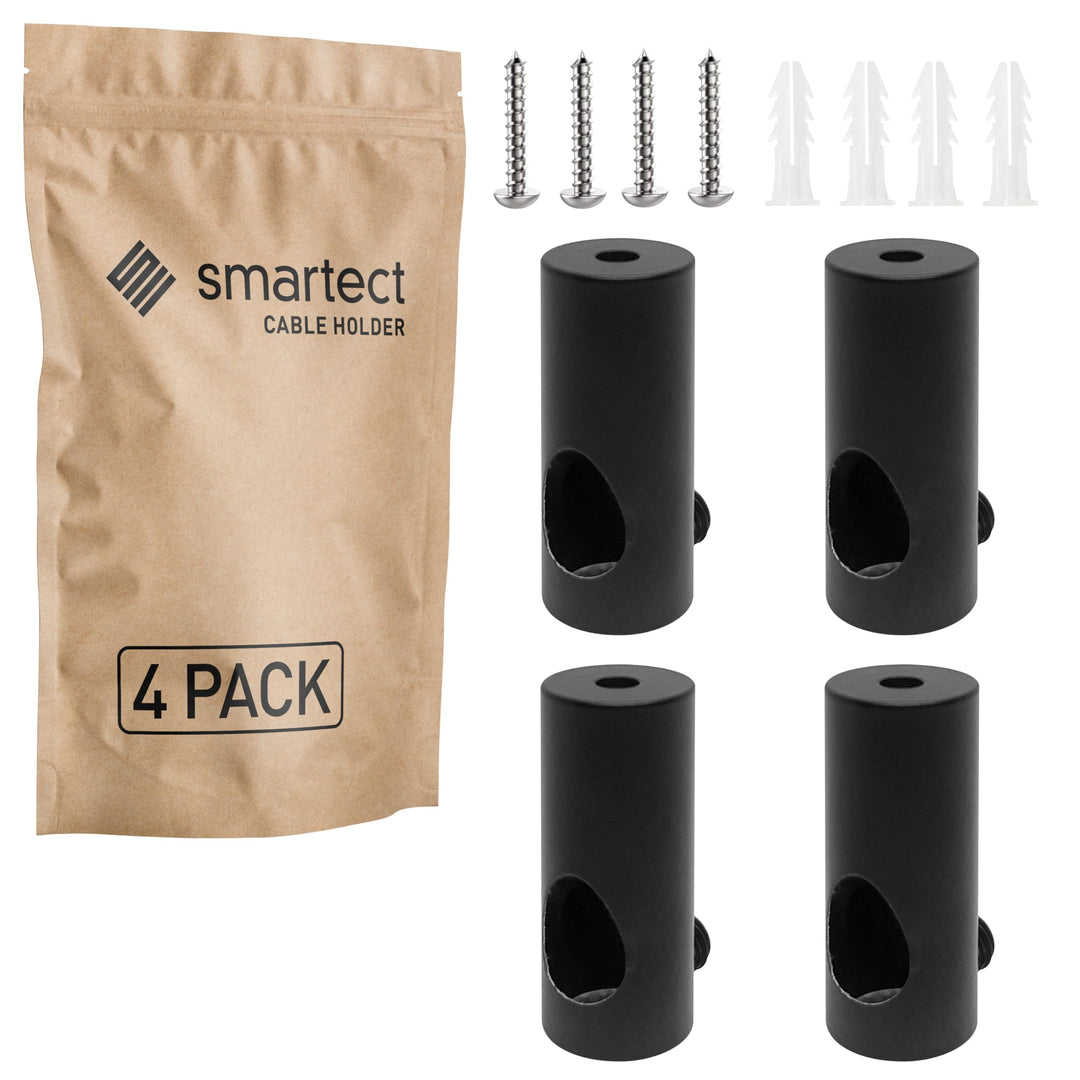 smartect Aluminium Wand- und Deckenpins zum Fixieren von Textilkabeln [4 Stück, Schwarz] Deckenbefes