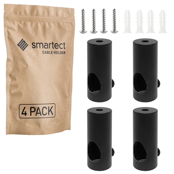 smartect Aluminium Wand- und Deckenpins zum Fixieren von Textilkabeln [4 Stück, Schwarz] Deckenbefes