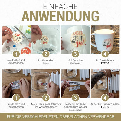 SKULLPAPER® Wasserschiebefolie TRANSPARENT für Laserdrucker - hauchdünn DIY Decal Abziehbild - Nasss