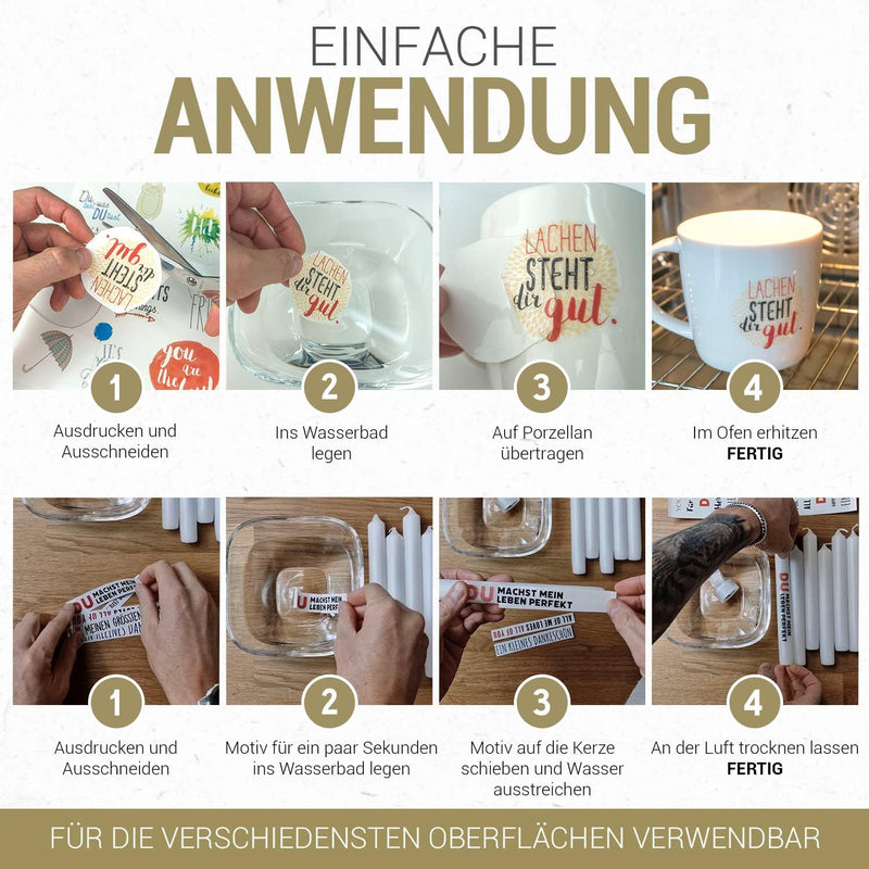 SKULLPAPER® Wasserschiebefolie TRANSPARENT für Laserdrucker - hauchdünn DIY Decal Abziehbild - Nasss