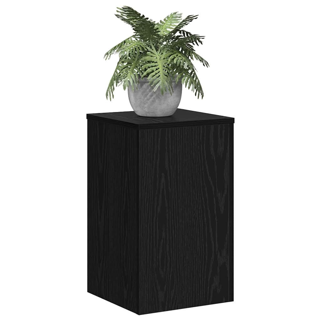 vidaXL Pflanzenständer 2 pcs Schwarz Eichen-Optik 30 x 30 x 50 cm, Wohzimmer Deko, moderner Pflanzen