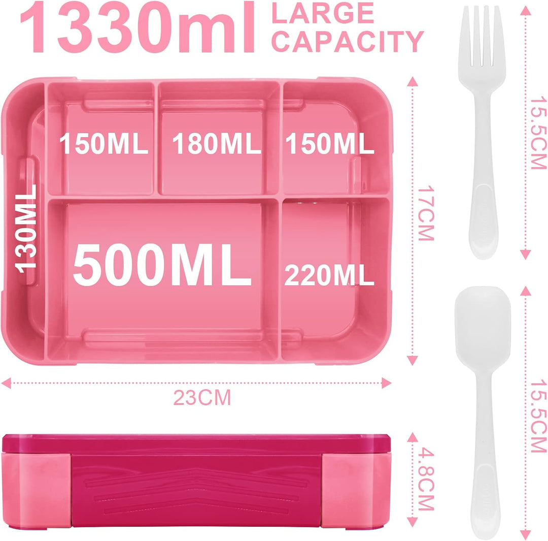 IJIAMY Brotdose Kinder mit Fächern, 1300ml Jausenbox Kinder, Auslaufsicher Bento Box, Lunchbox Kinde