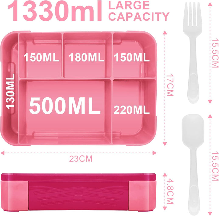 IJIAMY Brotdose Kinder mit Fächern, 1300ml Jausenbox Kinder, Auslaufsicher Bento Box, Lunchbox Kinde