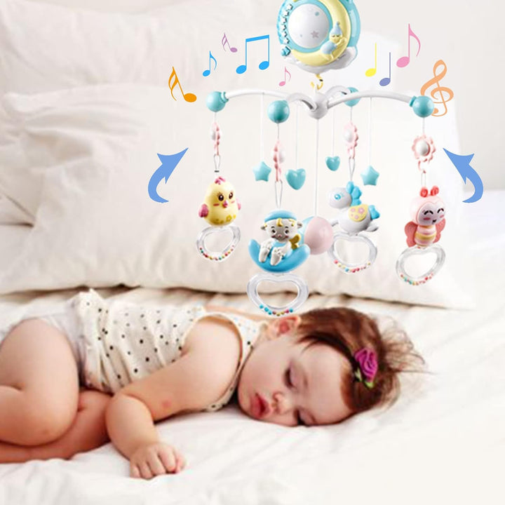 Coriver Mobile Baby, 360 ° Drehbares Mobile Babybett mit Musik Licht Projektor und Fernbedienung Spi