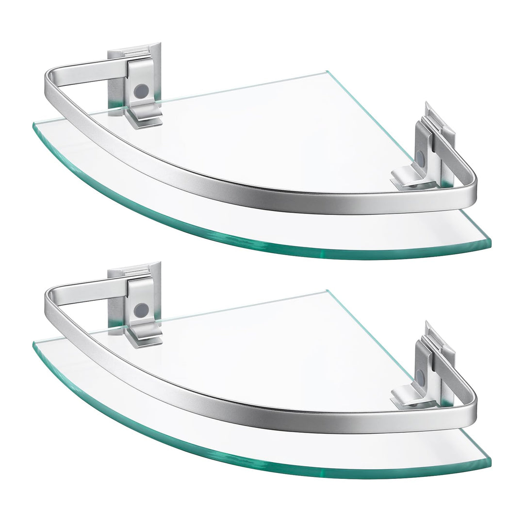 KES Glasregal Eckregal Badregal Glas Duschablage zum Hängen 8mm Badezimmer Wandregal Dusche Glas Abl