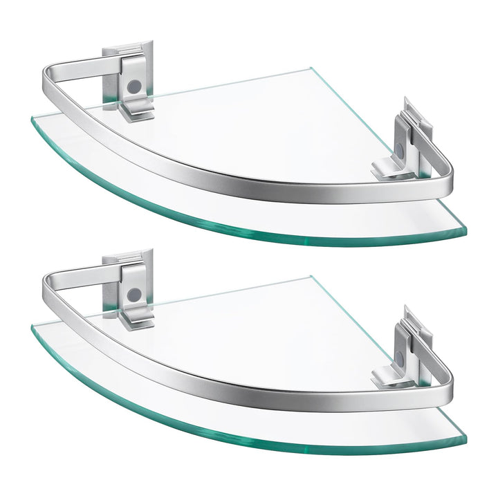 KES Glasregal Eckregal Badregal Glas Duschablage zum Hängen 8mm Badezimmer Wandregal Dusche Glas Abl