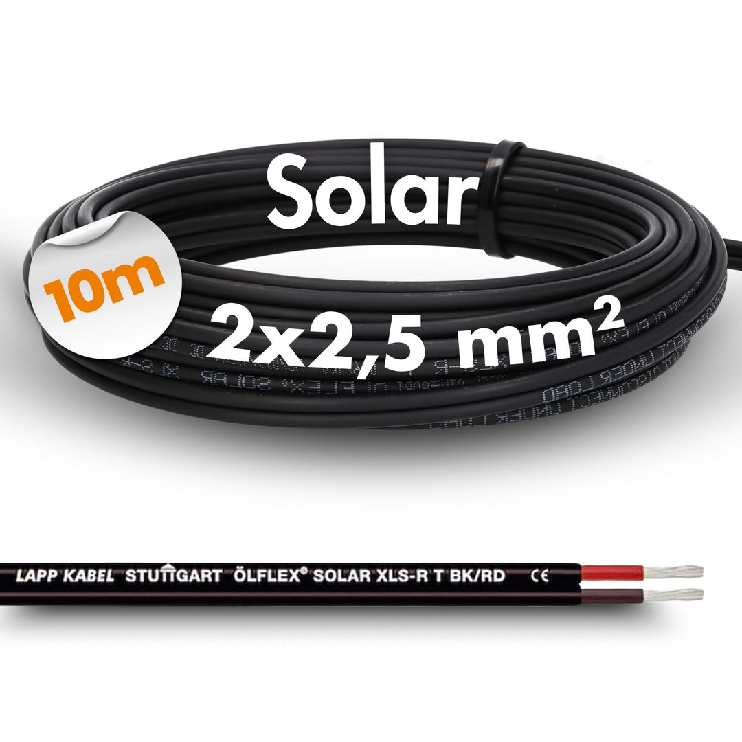 LappKabel 10m Bund Lapp ÖLFLEX SOLAR XLS-R T 2X2,5mm² BK/RD Solarkabel Zwillingsleitung 10m 2x2.5mm²
