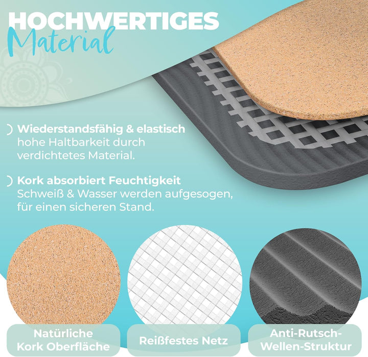 KESSER® Yogamatte Kork Inkl. Tragegurt Tasche & Yoga-Block Gymnastikmatte Yoga Matte rutschfest aus