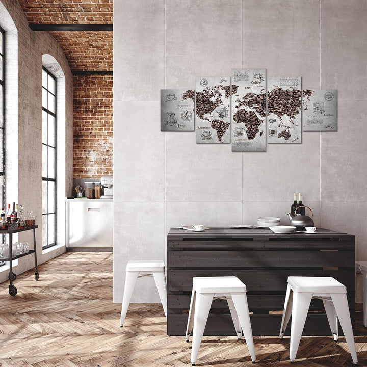 Runa Art Wandbilder Küche Kaffee 5 Teilig Bild auf Vlies Leinwand Deko Esszimmer Küchenbilder Weltka