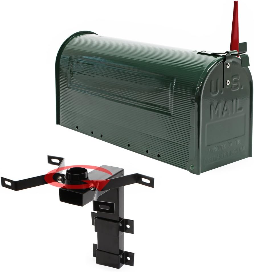 Wiltec Set US Mailbox grün 180 x 220 x 480 mm, amerikanischer Briefkasten mit Fahne, Standbriefkaste