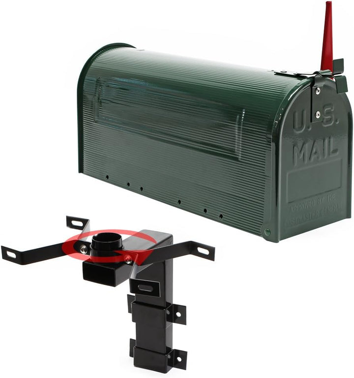 Wiltec Set US Mailbox grün 180 x 220 x 480 mm, amerikanischer Briefkasten mit Fahne, Standbriefkaste