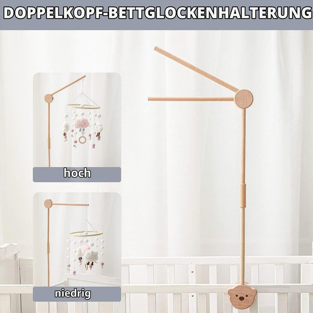 Mobile Halterung Holz,Baby Mobile Halterung für Babybett,Verstellbarer Mobile Halterung Wickeltisch