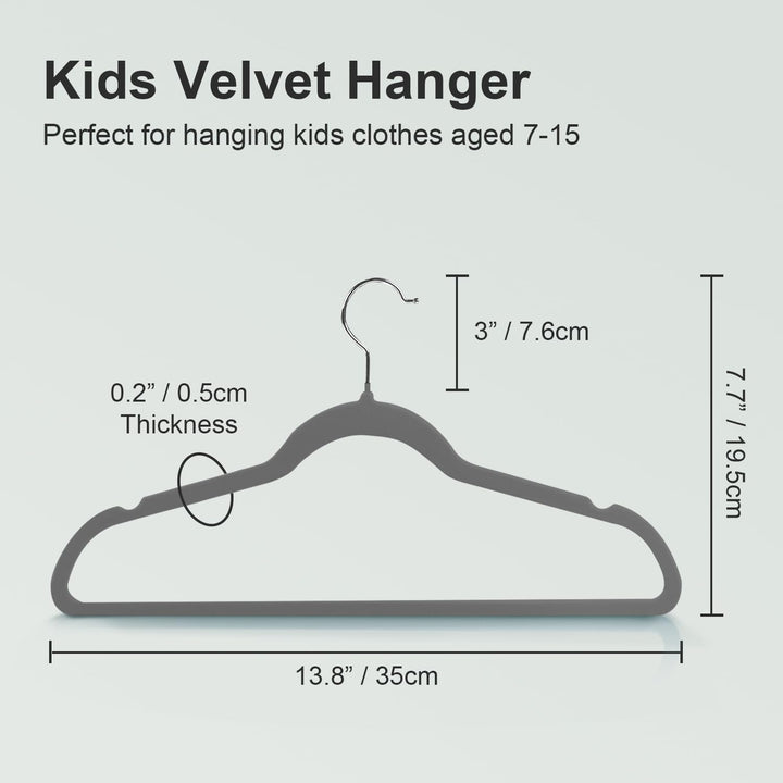 Kleiderbügel für Kinder, 35 cm Kinderkleiderbügel aus Samt, rutschfeste Kleiderbügel mit 360°-Drehha