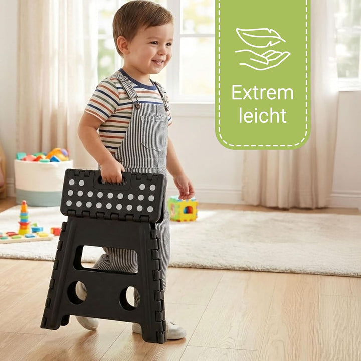 ZOLLNER Tritthocker faltbar - Klapphocker für Kinder und Erwachsene bis 120kg - Anti-Rutsch-Beschich