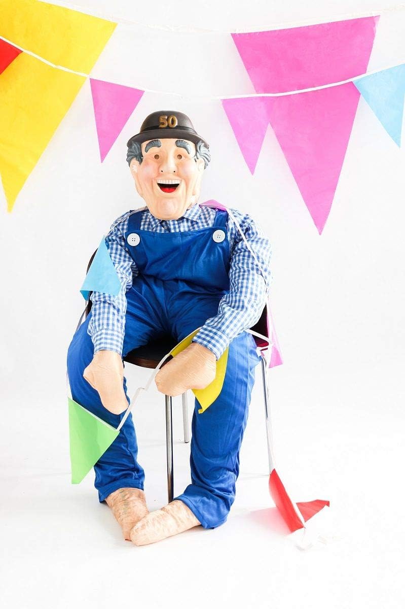 Folat 22428 Deko-Figur: lebensgrosse Dummy Puppe, Textil, befüllbar, Braun & Absperrband Gefahr/Dang