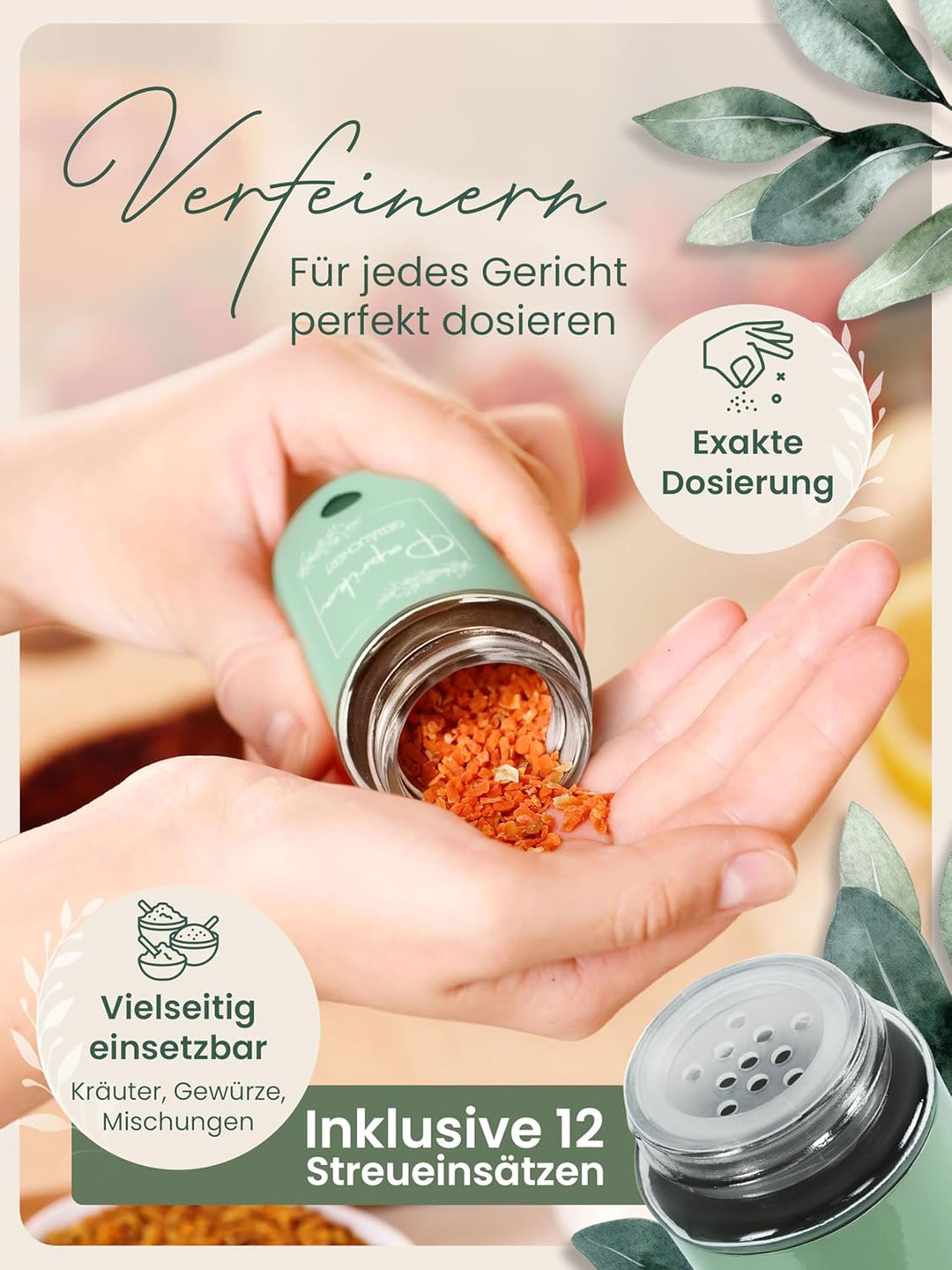 Fräulein Zimmerzauber - Gewürzgläser 12 Stück - Gewürze in deiner Küche ordentlich & modern aufbewah