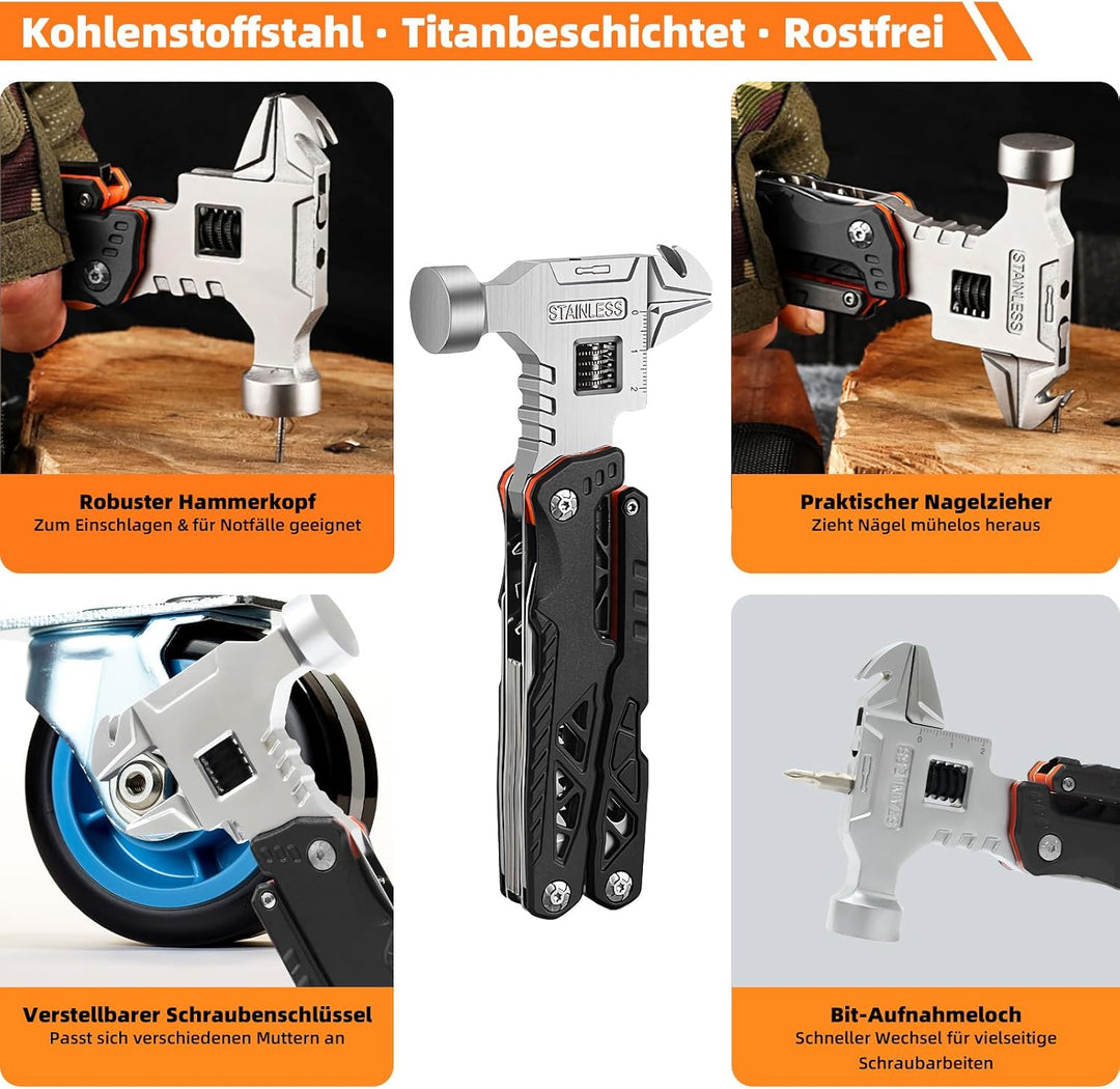 Multitool Camping 18 in 1(Schraubenschlüssel Schwarz), Schraubenschlüssel Schwarz