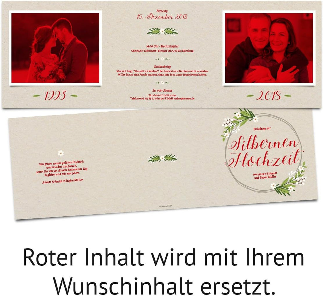 Kartenmachen.de Hochzeitseinladungen Silberhochzeit silberne Hochzeit Einladung individuell - Altsil