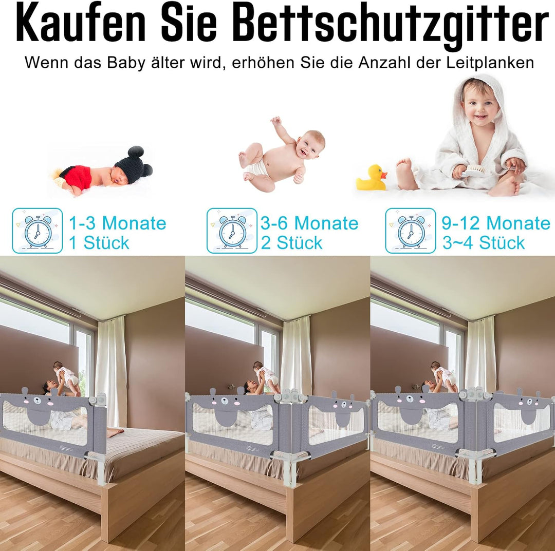 UISEBRT Bettgitter Bettschutzgitter 150cm für Kinder - Bett rausfallschutz Kinder, Höhenverstellbar