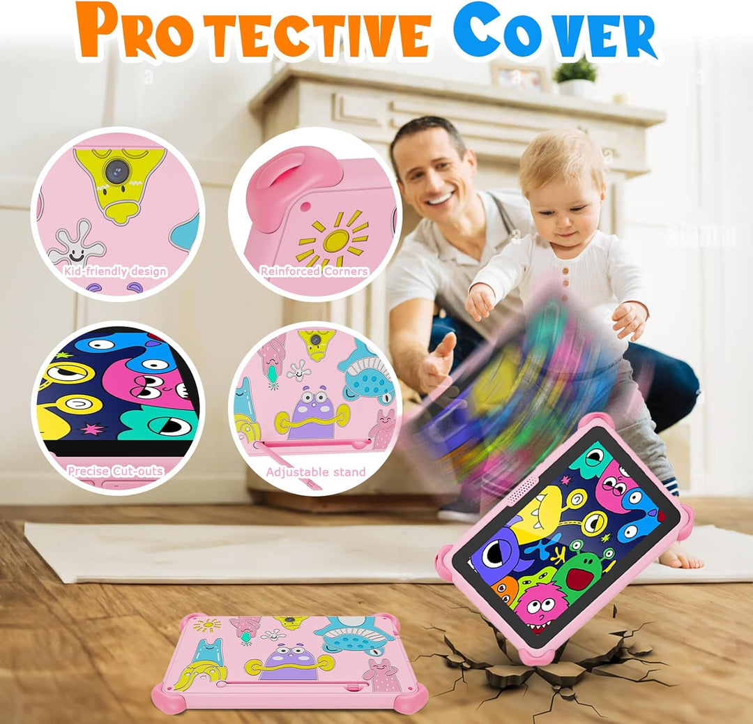 VESWWE Kinder Tablet 7 Zoll Android Tablet für Kinder 32GB ROM Kindertablet mit Schutzhülle WiFi6 Ki