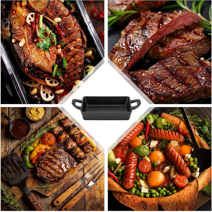 Gusseisen Grillpfanne Induktion, 24 x 17 cm Antihaft Grillplatte