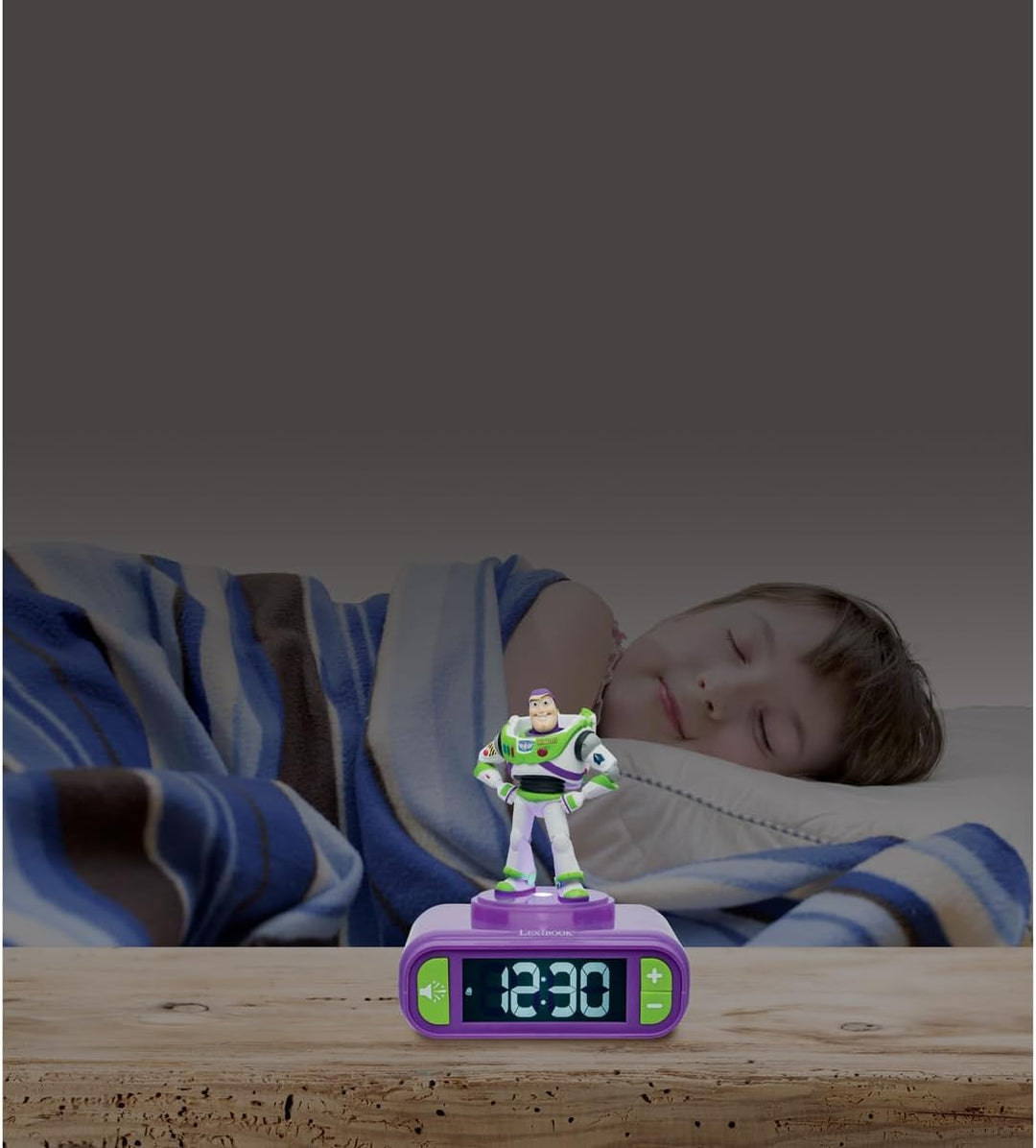 Lexibook, Disney Toy Story Buzz Lightyear, Digitaler Wecker, 3D-Nachtlicht-Figur, Soundeffekte, Hint