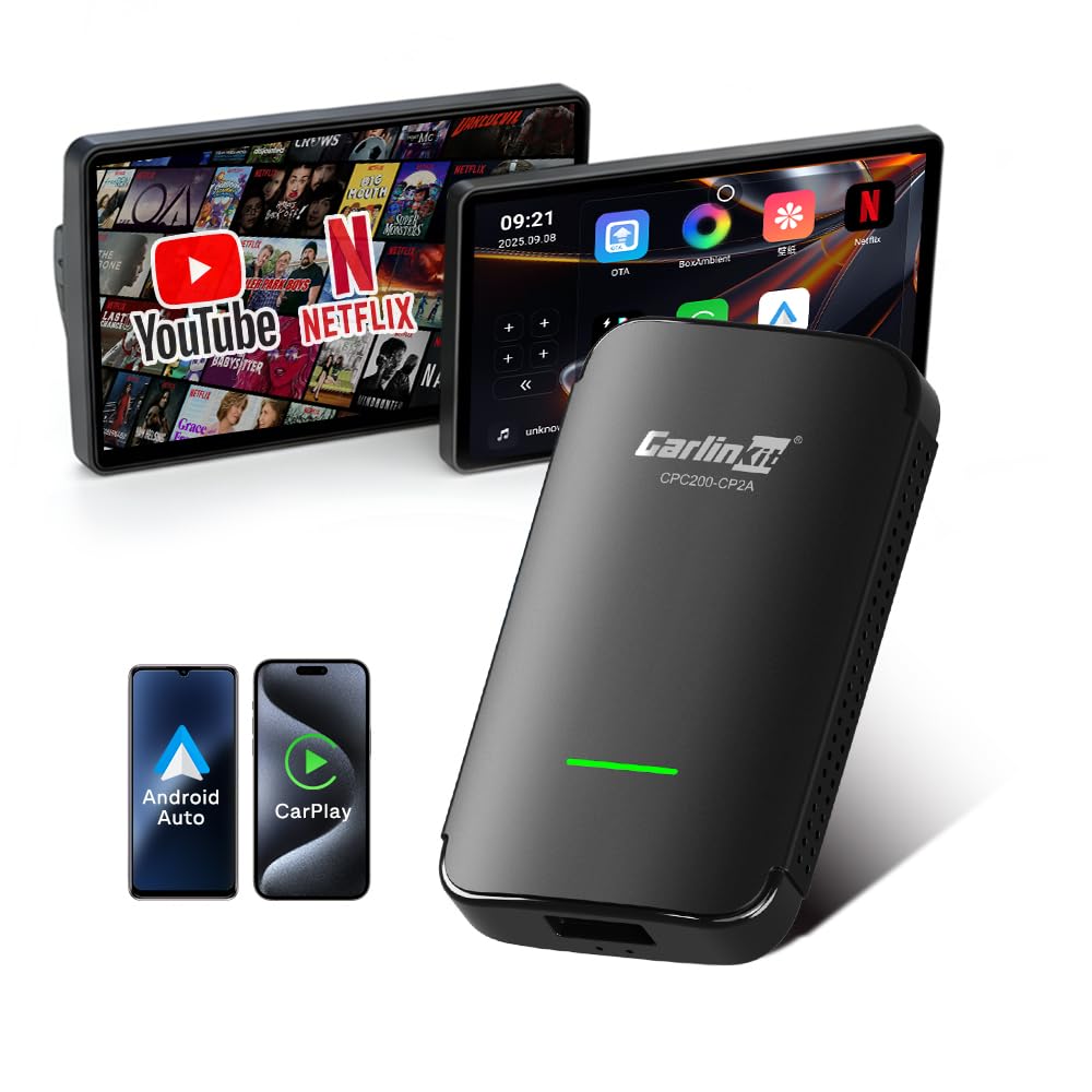 Carlinkit CP2A Pro Wireless CarPlay Adapter–Unterstützt für Netflix/YouTube/TikTok Lite Streaming we