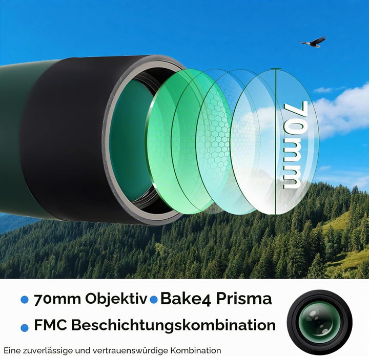 Svbony SV28 25-75x70 Spektiv mit SC002 WiFi Spektiv Kamera, Stativ, HD BAK4 Prisma FMC Handy Adapter
