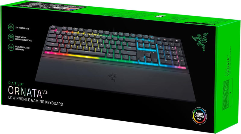 Razer Ornata V3 - Flache Mecha-Membran-Gaming Tastatur (Hybrid Mecha-Membran-Switches, Magnetische S