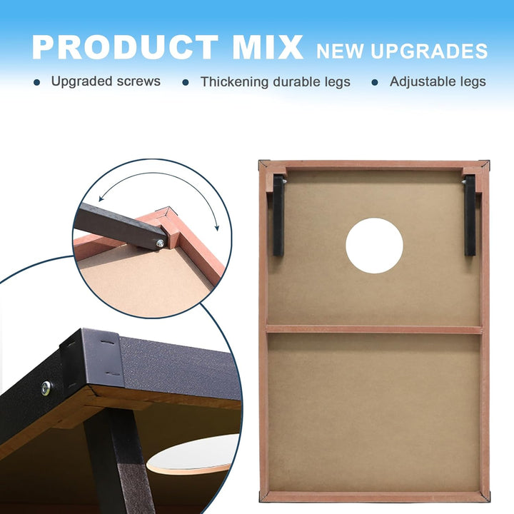 Cornhole Spiel Verordnung Grösse 91cmx60cm, Sackloch Spiel mit Corn Hole Spiel mit 2 Boards, 8 Wurfb