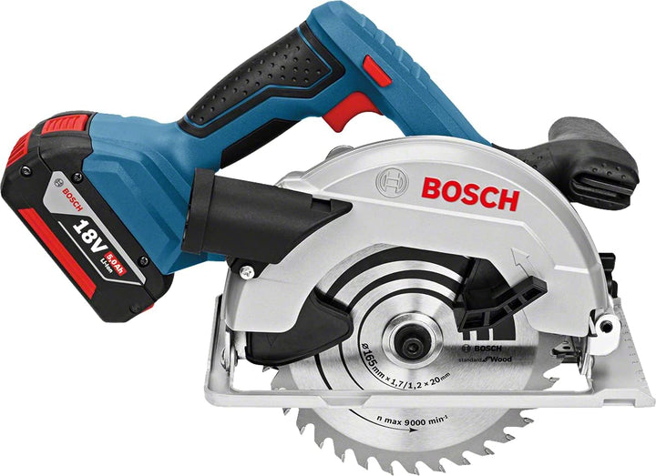 Bosch Professional 060166H00A GKS 18 V-LI Akku-Kreissäge, 2 x 5, 0 Ah Akku, Schnellladegerät, Parall