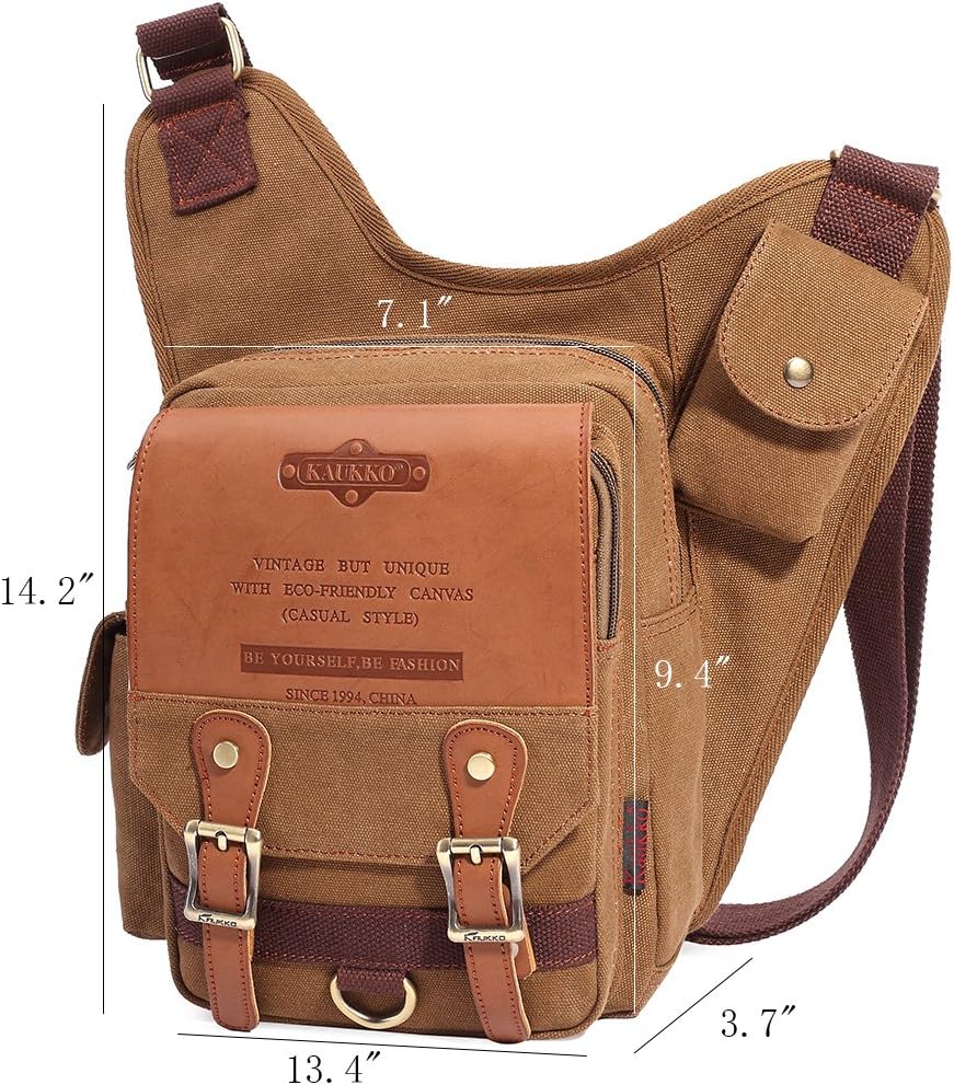 KAUKKO Canvas - Brusttasche für Damen und Herren - Umhängetasche 1-khaki, 1-khaki