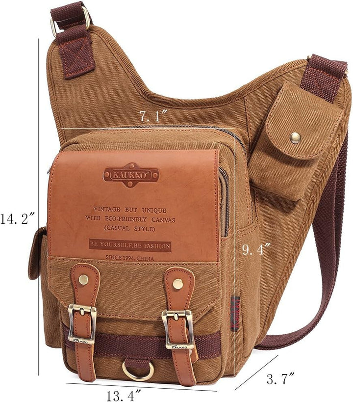 KAUKKO Canvas - Brusttasche für Damen und Herren - Umhängetasche 1-khaki, 1-khaki