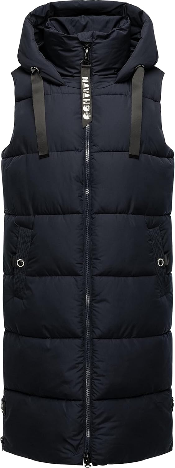 Navahoo Damen ärmellose Lange Outdoorweste warme Winterjacke Schnuffelchen XS-3XL XS Navy, XS Navy