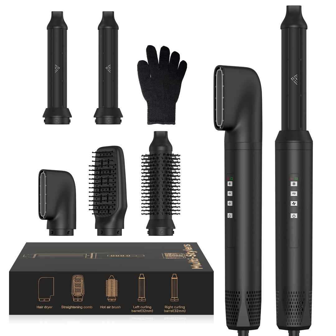 Hair Styler Set 110000 U/MIN, Hairstyler 5 in 1, Airbrush 5 in 1 mit Föhn Ionen, Warmluftbürste, Hai