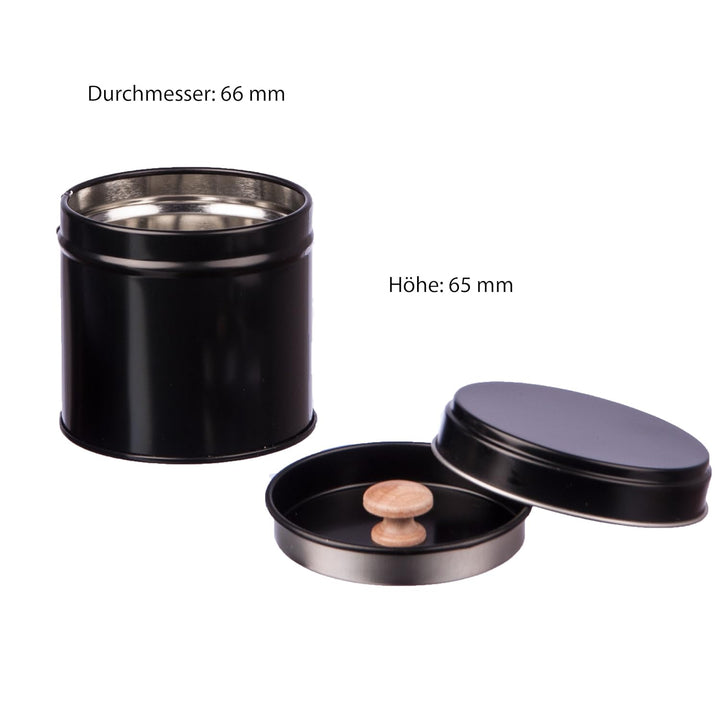 12er Pack Gewürzdosen schwarz stapelbar mit extra Aromadeckel inkl. 6 Etiketten + 2 Streueinsätze |