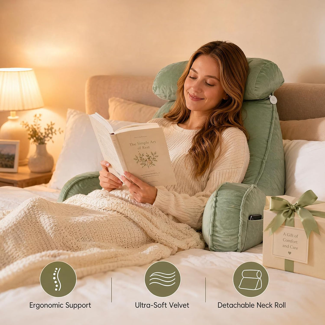 FARYODI Extra Grosses Lesekissen mit Abnehmbarer Hülle, Gefüllt mit Hohlfaser, Ergonomisches Rückens