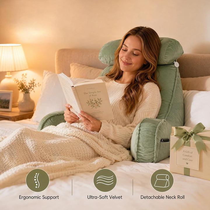 FARYODI Extra Grosses Lesekissen mit Abnehmbarer Hülle, Gefüllt mit Hohlfaser, Ergonomisches Rückens