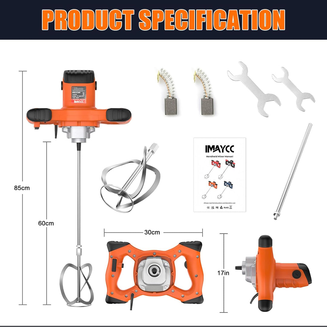 Neu Mörtelrührer, 2100W Betonmischer, Rührwerk Beton with 6 Speed, Quirl Mörtelrührer M14, Rührgerät