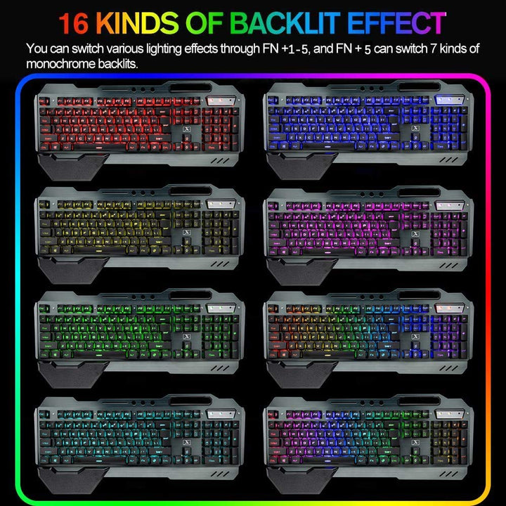 Lexonelec 680 pro - RGB LED Wireless Gaming Tastatur und Maus 4800 mAh volle 104 Tasten Tastatur PC
