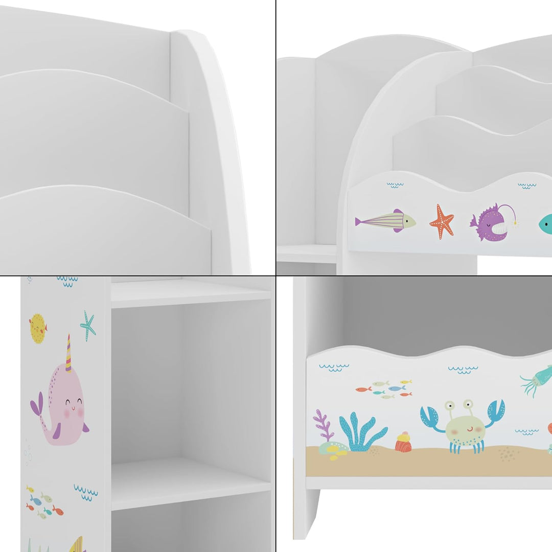 [en.casa] Kinderregal Lysekil Bücherregal für Kinder mit 2 Aufbewahrungsboxen Spielzeugregal 100 x 9