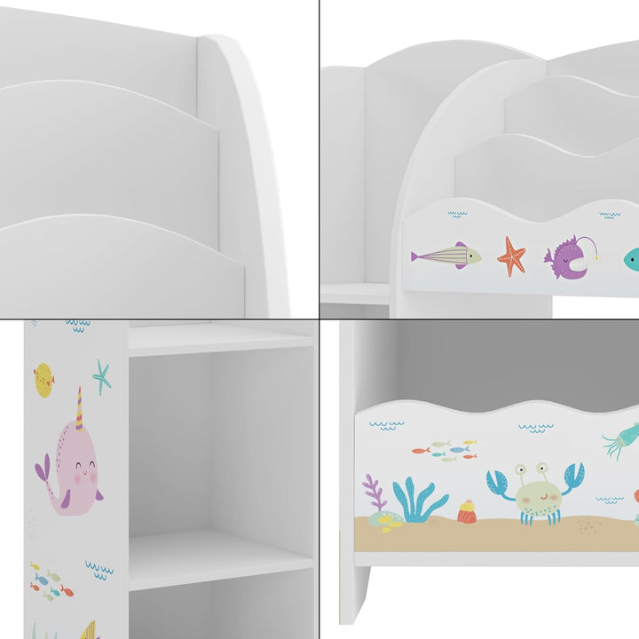 [en.casa] Kinderregal Lysekil Bücherregal für Kinder mit 2 Aufbewahrungsboxen Spielzeugregal 100 x 9