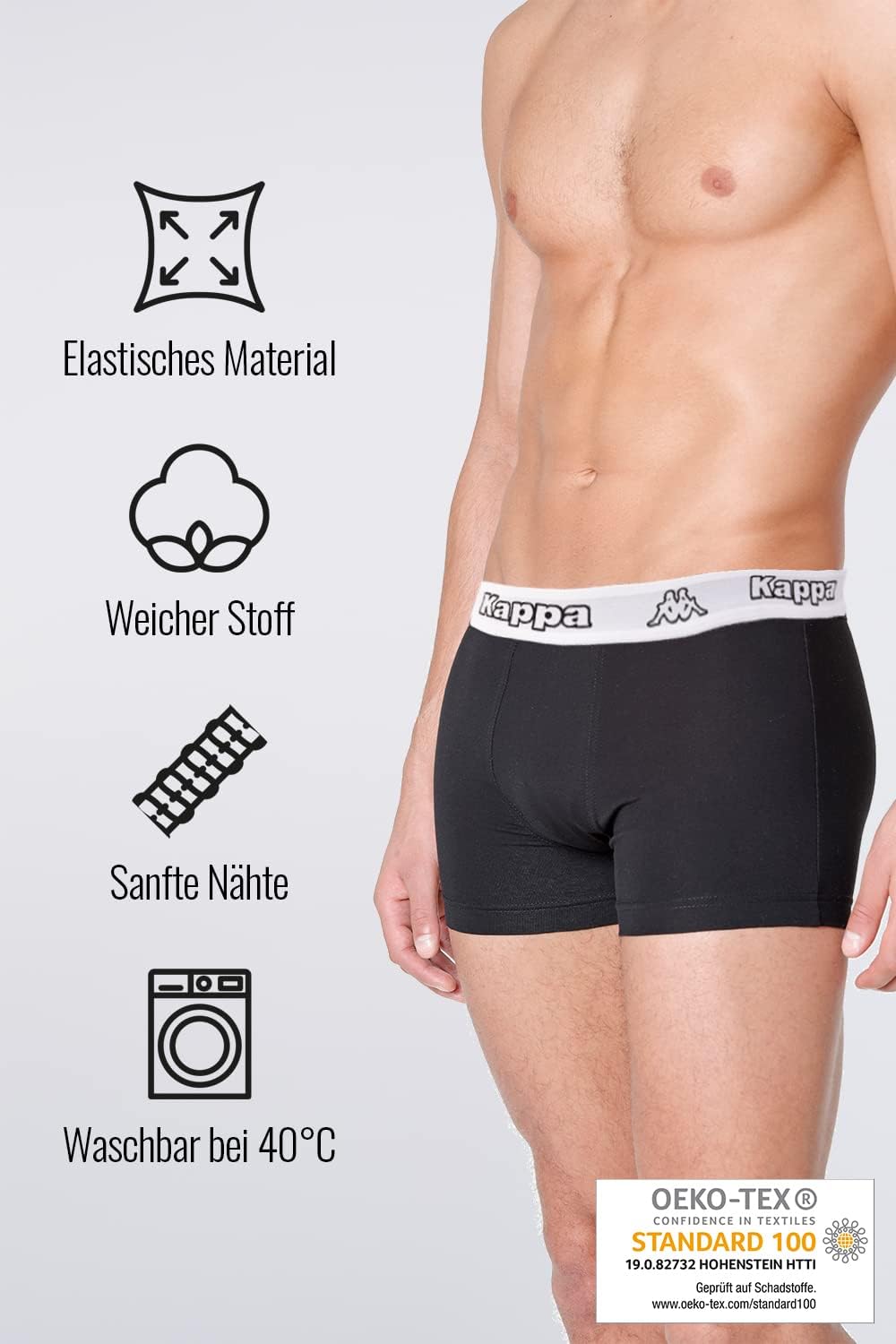 Kappa Enge Boxershorts 6er Pack VINESTA I Retro Pants für Männer aus Baumwolle I reissfeste & atmung