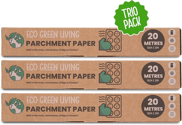 Eco Green Living Backpapier, 30 cm breit, braun. Ungebleichtes Backpapier, antihaftbeschichtet und f