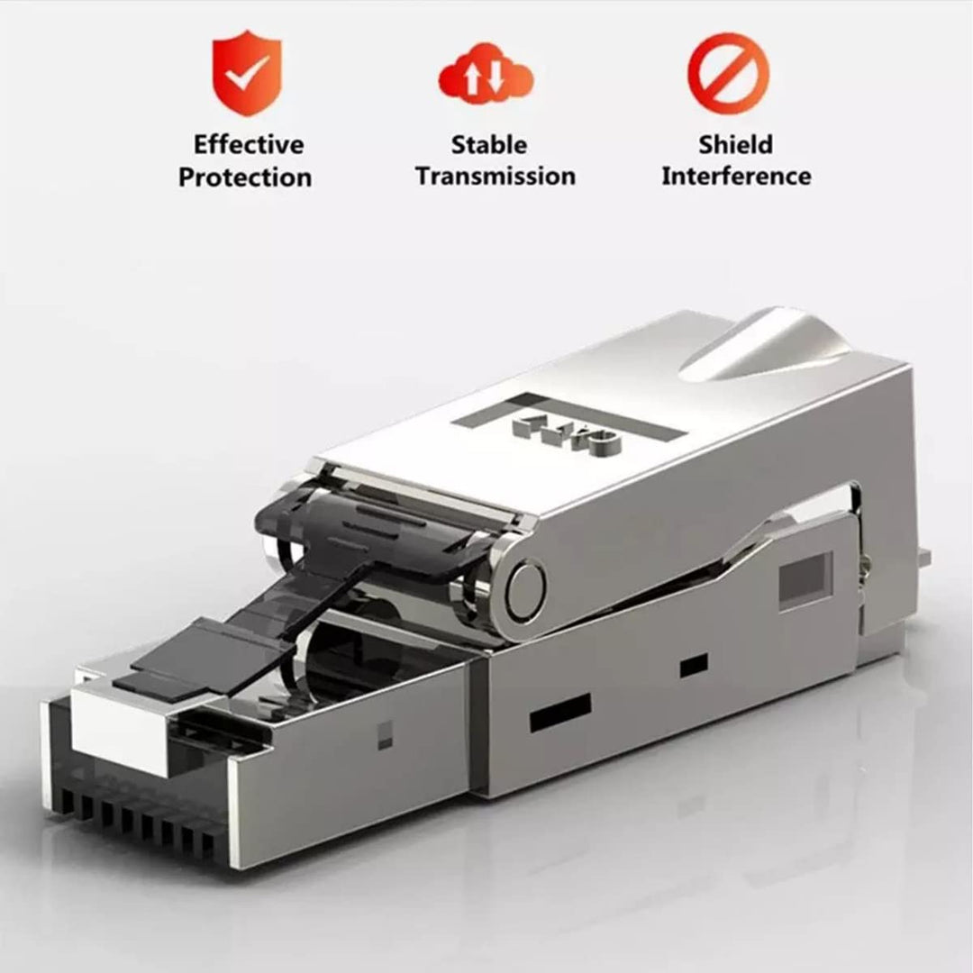 8 Stück Netzwerkstecker Cat 7 werkzeuglos CAT7 CAT7A RJ45 LAN UTP Kabel Stecker Grau ohne Werkzeug w