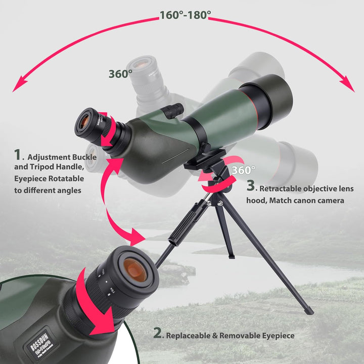 25-75x70 HD Spektiv Sportschützen mit Stativ- und Smartphone-Adapter, Zoom Bak4 Prism FMC Lens 45-Gr